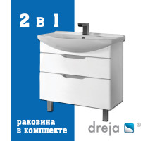 Тумба с раковиной подвесная/напольная Dreja Laguna Plus 105 см, белый Тумба с раковиной подвесная/напольная Dreja Laguna Plus 105 см, белый