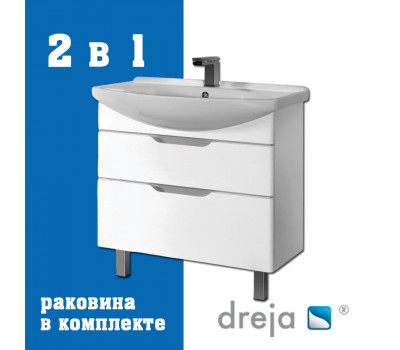 Тумба с раковиной подвесная/напольная Dreja Laguna Plus 105 см, белый