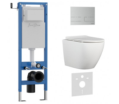 Комплект 3в1 IBERICA BLANCA инсталляция SILENCIO MINI, унитаз BILBAO ALTO белый, кнопка смыва INOX-S хром матовый (IB.001M.BLA.234.1601) 