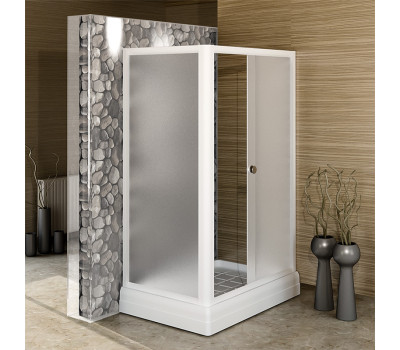 Душевой угол Radomir Верчелли, (правое исполнение), стеклянные шторки (прозрачные, 1 дверца), поддон на раме-подставке с устройством слива, профиль белый (1-03-1-2-0-0120) 