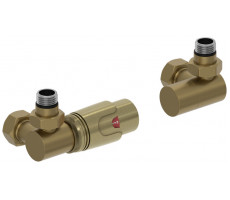 Терморегулятор Сунержа 3D автоматический G 1/2" НР х G 3/4" НГ набор левый цвет-золотой шёлк 32-1421-0001 