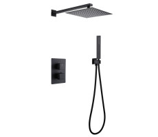 Душевая система ABBER Daheim AF8251B скрытого монтажа без излива, термостат, черная матовая 