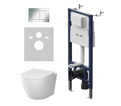 Инсталляция PrimeFit с подвесным унитазом AquaSpin 2.0 и клавишей AM.PM Like IS90251.801901 Хром Глянцевое 