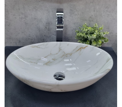Раковина Ceramalux D1147-505(340) белый мрамор Раковина Ceramalux D1147-505(340) белый мрамор
