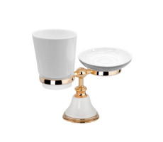 Настольный держатель с мыльницей и стаканом TW collection HARMONY TWHA141bi/oro Золото Настольный держатель с мыльницей и стаканом TW collection HARMONY TWHA141bi/oro Золото