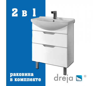 Тумба с раковиной подвесная/напольная Dreja Laguna Plus 75 см, белый