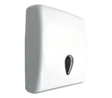 Диспенсер для бумажных полотенец изготовлен из ABS пластика белого цвета NOFER 04020.W 