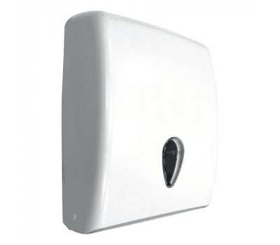 Диспенсер для бумажных полотенец изготовлен из ABS пластика белого цвета NOFER 04020.W 
