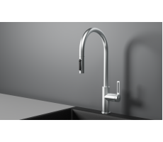 Смеситель для кухни GRANULA GR-8168, НЕРЖ, С ВЫДВИЖНЫМ ИЗЛИВОМ 