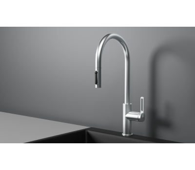 Смеситель для кухни GRANULA GR-8168, НЕРЖ, С ВЫДВИЖНЫМ ИЗЛИВОМ 