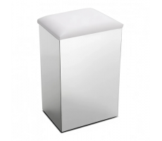 Пуф-корзина для белья с сиденьем из эко-кожи 3SC Pouff PB01/NX/11 цвет: нержавеющая полированная сталь/белая кожа