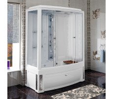 Душевой бокс Radomir "ЭЛИС компл. 1" (правое исполнение), чаша ванны, рама-подставка, слив-перелив автомат с сеточкой, фронтальная панель, торцевая панель, боковая стенка, задняя стенка, крыша, стеклянные шторки (матовые), контроллер 300, функци