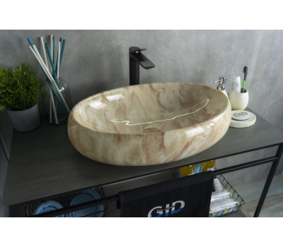 Раковина накладная Gid Mnc162 Под камень глянцевый 