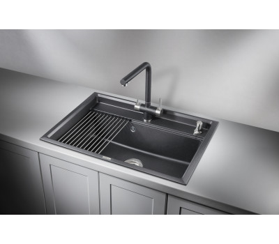 Кухонная мойка GRANULA KS-7301, ЧЁРНЫЙ  кварц 