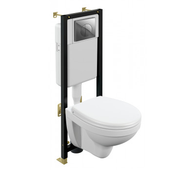 Комплект Cersanit DELFI TPL Инсталляция BLACK кнопка LEON пластик хром глянцевый S-SET-DEL/Black/TPL/Cg-w белый 