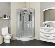 Душевая кабина Niagara Luxe NG-7715WBK (900x900х2100) низкий поддон стенки БЕЛЫЕ БЕЗ КРЫШИ 