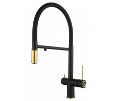 Смеситель для кухни Rivelato Adria U-обр. гибкий излив с краном питьевой воды D-35ммoro  1523517 antracite oro 