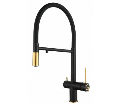 Смеситель для кухни Rivelato Adria U-обр. гибкий излив с краном питьевой воды D-35ммoro  1523517 antracite oro 