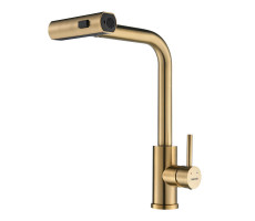 Смеситель для кухни с мультифункциональным изливом Shevanik S263G, золотой сатин