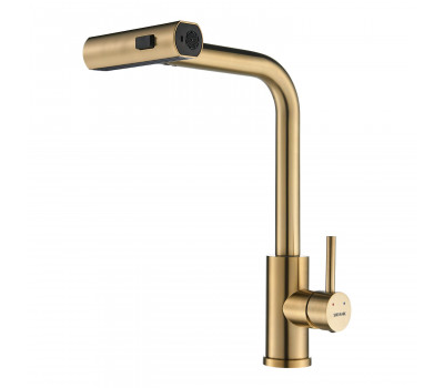 Смеситель для кухни с мультифункциональным изливом Shevanik S263G, золотой сатин