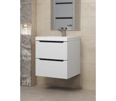 Тумба с раковиной для ванной подвесная Uperwood Tanos NEW 50х45х55 см, белая/графит 2190000015 