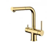 Смеситель для кухни с выдвижным изливом Grocenberg GB4097GO, золото Смеситель для кухни с выдвижным изливом Grocenberg GB4097GO, золото