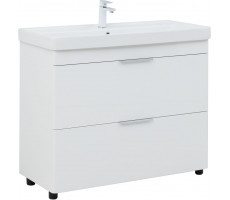 Тумба с раковиной Aquanet Ирис new 100 напольная 2 ящ. цв.белый глянец 00342096 Тумба с раковиной Aquanet Ирис new 100 напольная 2 ящ. цв.белый глянец 00342096