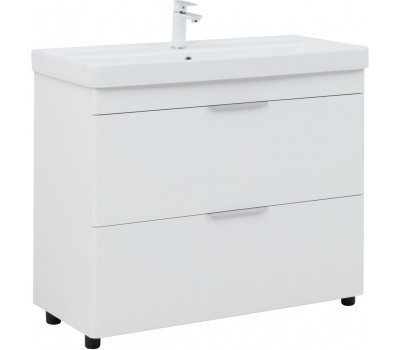 Тумба с раковиной Aquanet Ирис new 100 напольная 2 ящ. цв.белый глянец 00342096 Тумба с раковиной Aquanet Ирис new 100 напольная 2 ящ. цв.белый глянец 00342096