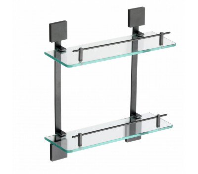 Полка прямая Savol, двойная стеклянная 40 см S-06522Q графит 