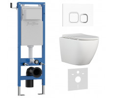 Комплект 3в1 IBERICA BLANCA инсталляция SILENCIO MINI, унитаз BILBAO ALTO белый, кнопка смыва ESTI-Q белый глянцевый (IB.001M.BLA.234.831) 