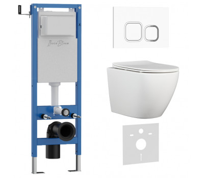 Комплект 3в1 IBERICA BLANCA инсталляция SILENCIO MINI, унитаз BILBAO ALTO белый, кнопка смыва ESTI-Q белый глянцевый (IB.001M.BLA.234.831) 