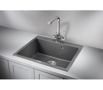 Кухонная мойка GRANULA 6001, ГРАФИТ (ЧЁРНО-СЕРЫЙ), кварц 