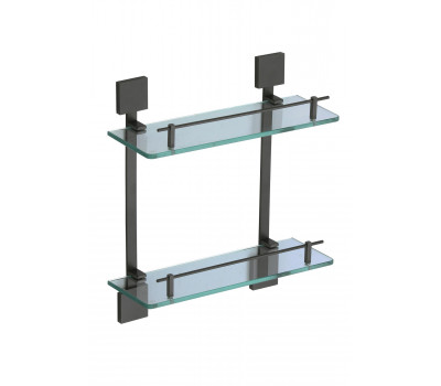 Полка прямая Savol двойная стеклянная 40 см  S-06522H черный 