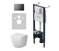 Инсталляция PrimeFit с подвесным унитазом AquaSpin 2.0 и клавишей AM.PM Like IS90138.801901 Чёрный Матовое 