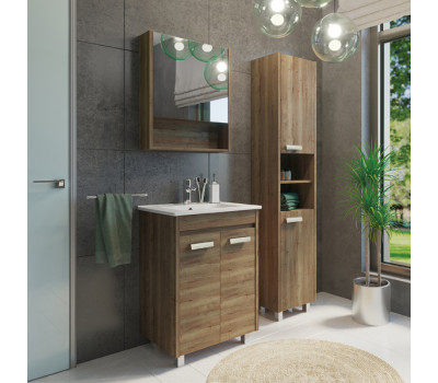 Тумба-умывальник Comforty Марио-60 дуб темный с раковиной Quadro 60 