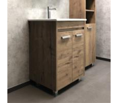 Тумба-умывальник Comforty Марио-60 дуб темный с раковиной Quadro 60 00-00004155 