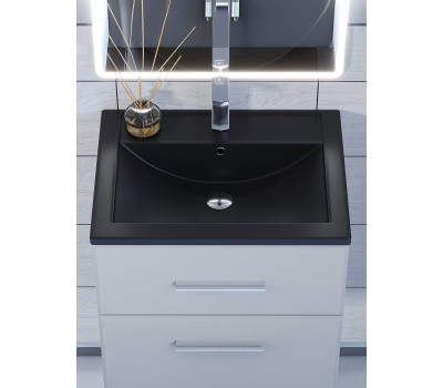Раковина для ванной кварцевая Uperwood Foster Quartz 60х40,5х16,5 см, черная матовая, уголь 291030053 