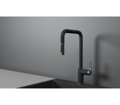 Смеситель для кухни GRANULA GR-8173, ГРАФИТ, С ВЫДВИЖНЫМ ИЗЛИВОМ 