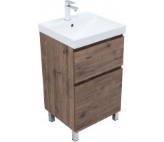 Тумба с раковиной Aquanet Алвита new 50 (Flash) напольная 2 ящ. цв.дуб веллингтон табак 00345684 Тумба с раковиной Aquanet Алвита new 50 (Flash) напольная 2 ящ. цв.дуб веллингтон табак 00345684