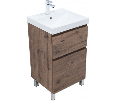 Тумба с раковиной Aquanet Алвита new 50 (Flash) напольная 2 ящ. цв.дуб веллингтон табак 00345684 Тумба с раковиной Aquanet Алвита new 50 (Flash) напольная 2 ящ. цв.дуб веллингтон табак 00345684