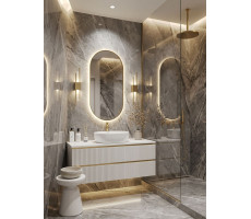 Зеркало для ванной Uperwood Next LED 50*100, бесконтактный сенсор, золотое ZNext50100g Зеркало для ванной Uperwood Next LED 50*100, бесконтактный сенсор, золотое ZNext50100g
