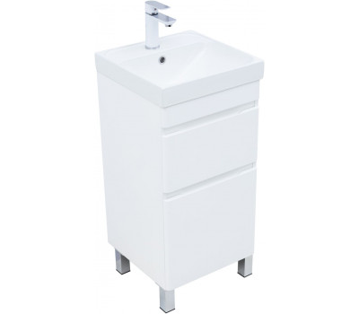 Тумба с раковиной Aquanet Слим 40 напольная 2 ящ. цв.белый сатин 00348174 Тумба с раковиной Aquanet Слим 40 напольная 2 ящ. цв.белый сатин 00348174