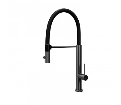 Смеситель для кухни с гибким изливом и режимом "душ" Knotlor SS-17/GM вороненая сталь матовый 