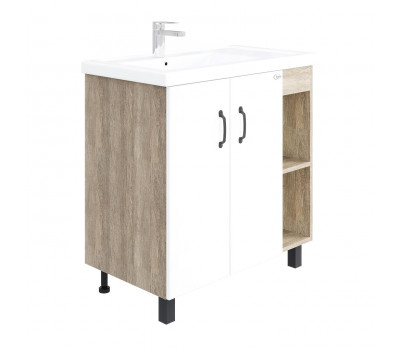 Тумба под раковину Onika Тимбер 80 напольная, белая мат./дуб сонома, правая (ум. Фостер 80 Пр.) 108045 