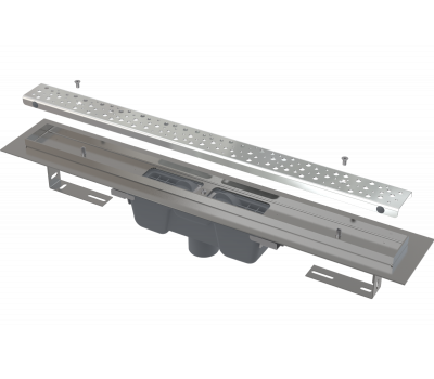 Душевой лоток Alcadrain APZ1011-750M с порогами для перфорированной решетки, с вертикальным стоком 