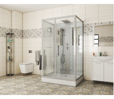 Душевая кабина Niagara Luxe NG-7711WBK (900x1200х2100) низкий поддон стенки БЕЛЫЕ БЕЗ КРЫШИ 