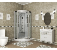 Душевая кабина Niagara Luxe NG-7715W (900x900х2150) низкий поддон стенки БЕЛЫЕ  