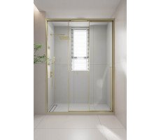 Душевая дверь раздвижная Veconi Premium Prato 300 G-L, 1500х2000, золото брашированный PR3/L-150-01-G-C4 