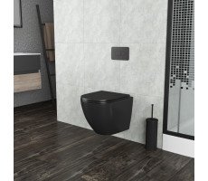 Унитаз Grossman GR-4455BMS ЧЕРНЫЙ МАТОВЫЙ подвесной БЕЗОБОДКОВЫЙ  с тонкой крышкой