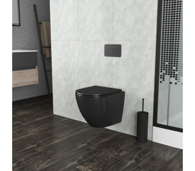 Унитаз Grossman GR-4455BMS ЧЕРНЫЙ МАТОВЫЙ подвесной БЕЗОБОДКОВЫЙ  с тонкой крышкой